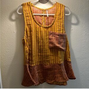 Free People Mustard and Rust Striped Tank Top